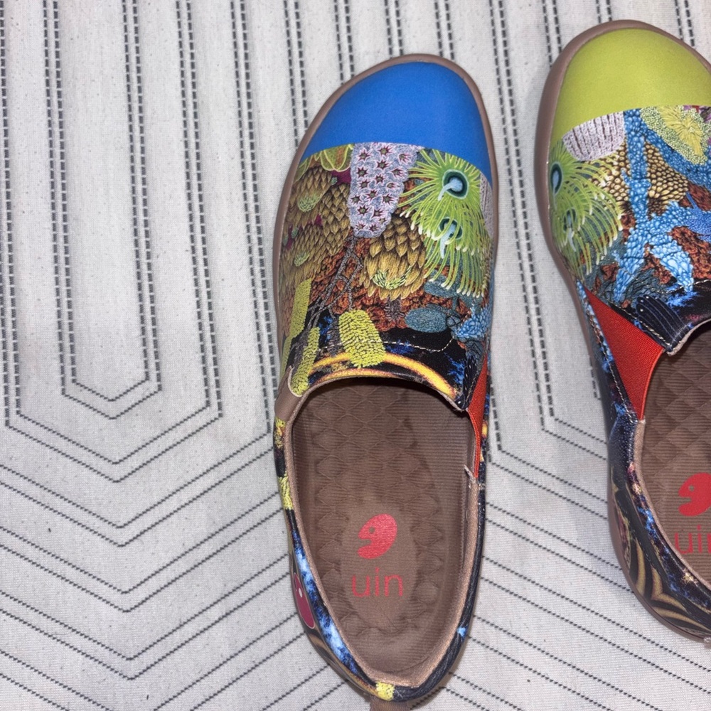 UIN | Women’s Walking Slip-On Loafer Shoes | Canvas Green/Blue | Sz: 7.5 - Picture 4 of 8